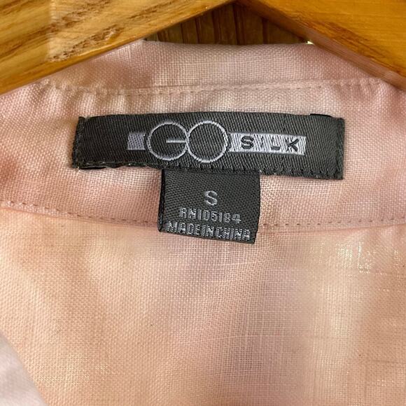 Go Silk Women's Light PInk 100% Linen Long Sleeve Button Down Shirt Size S - Picture 7 of 9